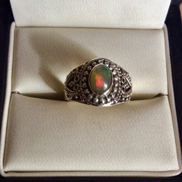 Genuine Gemstone Fire Opal 925 Sterling Silver - Picture 7 of 8